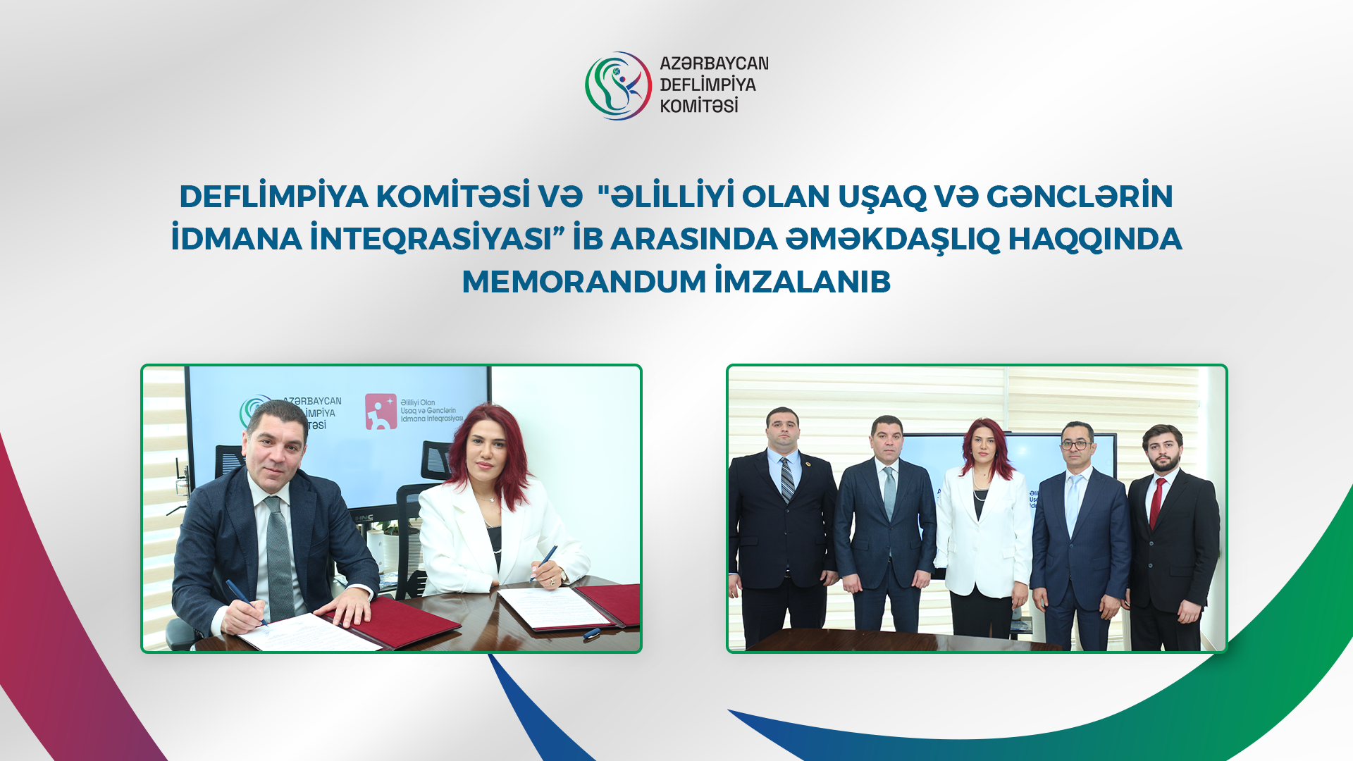 Deflimpiya Komitəsi və "Əlilliyi Olan Uşaq və Gənclərin İdmana İnteqrasiyası” İB arasında Memorandum imzalanıb